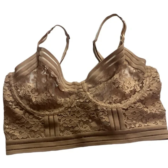 Lonely Label Agnes Longline Lace Bra, Vintage Inspired, Taupe, 36C, NWT